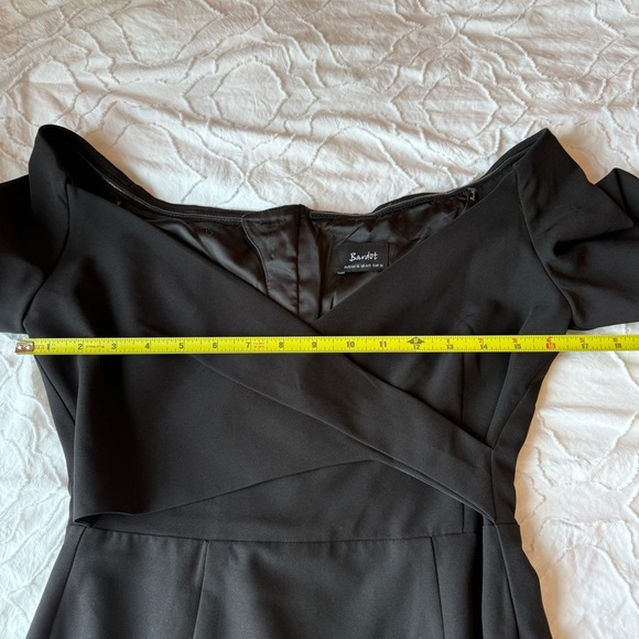Bardot Black Off the Shoulder Dress with Bell Sleeves Midi Length - Picture 6 of 10